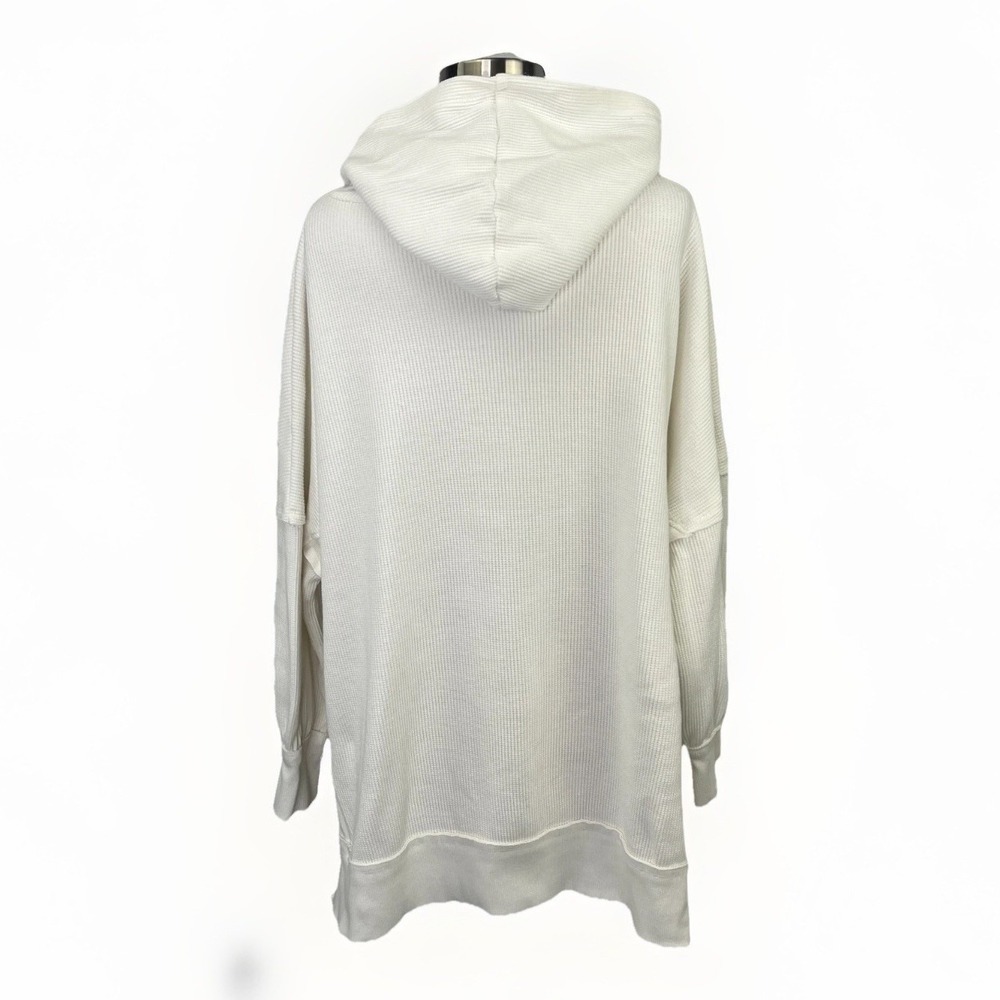 Free People Movement White Thermal Waffle Knit Hoodie Sz M Athleisure Beach - Picture 6 of 10